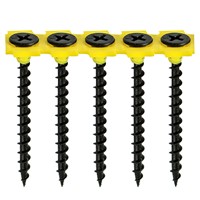 Timco Collated Coarse Drywall Screw - BLK 3.5x25mm - Used to secure plasterboard to timber stud work. The collated strips are specifically designed to be compatible with all leading power tool brands.