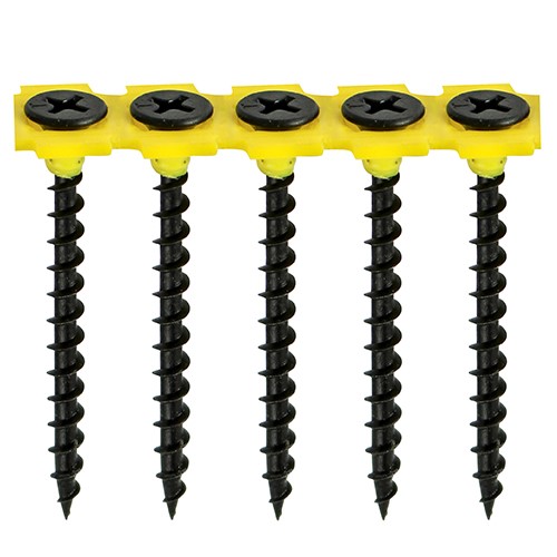 Timco Collated Coarse Drywall Screw - BLK 3.5x32mm  - Used to secure plasterboard to timber stud work. The collated strips are specifically designed to be compatible with all leading power tool brands.