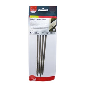 In-Dex Timber Screws Hex -GRN 6.7x150mm (4)