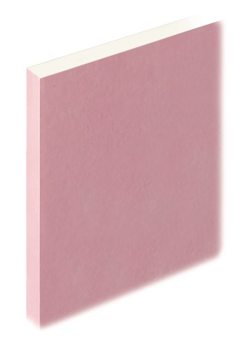 Fire Board Tapered Edge 2400x1200x12.5mm - A Fire Resistant Plasterboard With A Pink Paper Face. For use as cladding component in partitions and lining systems. Ideal for receiving a plaster finish or for direct decoration.