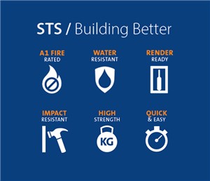 High Performance &amp; High Strength Non Combustible Fire Protection Board.
The STS Construction Board is a heavy-duty fibre cement board boasting impressive fire protection properties for applications both internally and externally.