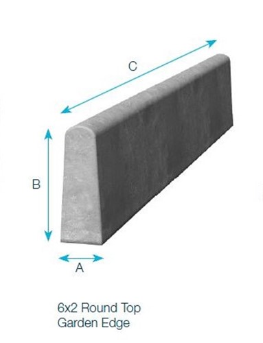 150mm x 50mm x 914mm Round Top edging