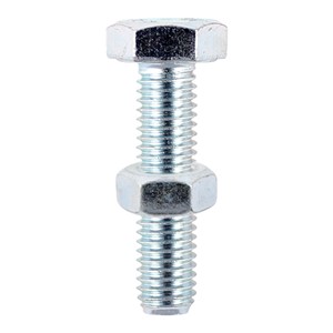 A fully threaded high tensile set screw with hex nut, used in a wide variety of applications. NOTE: Nuts included.

• Plated in Trivalent Chromium (Cr3) Zinc
• Manufactured from grade 8.8 carbon steel