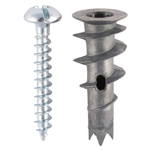 A rapid light duty plasterboard fixing for use in a wide range of applications. Cross recess head, allows simple installation with a pozi or cross drive screwdriver. Comes complete with screws.

• 3 point tip for quick insertion
• Come with zinc plated pan headed cross recess 4.5 x 30mm screws