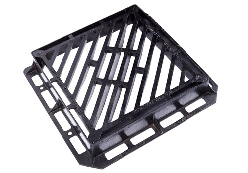 600x600x100mm Double triangular ductile iron gully grate and frame used in highway constructions and kerbside.