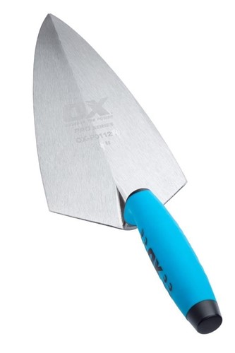 The OX Pro Series Brick Trowel is fitted with the OX-grip soft handle with finger protection to ensure added comfort and safety.   The Bricklaying Trowel is designed to scrape wet mortar and eliminate any material wastage in the trowel.  The Pro Brick Trowel is made from premium quality material to ensure it offers superior sharpness and is tough, reliable and durable.   Engineered with top-notch materials and tested for optimum performance, OX products are sure to make the work on the site convenient, effective and efficient.