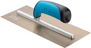 The OX Pro Stainless Steel Plasterers Trowel is designed with pre-worn edges which helps in eliminating line &amp; ripple marks with ease and  is made with premium quality tempered stainless steel blade and a fully riveted shank ensuring durability and reliability.  he OX Finishing Trowel uses a lightweight shank made of industrial grade aluminium which is riveted completely across the blade to prevent any bends or breaks.  The OX Builders Plastering Trowel has a soft and comfortable dura-grip handle and a thumb guard for extra comfort and safety.