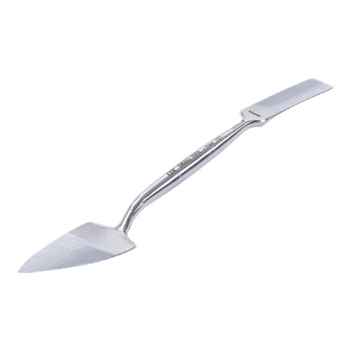 The OX Leaf and Square Plastering Trowel is small in design and structured to reach confined spaces. The Trowel is ideal for repairing plaster, filling coving mitres and ornamental plasterwork and is forged from high quality and heavy duty tempered carbon steel and is precision grounded.  The reduced size and light weight of the Hand Trowel makes it easy to use and its build quality ensures great value for money.