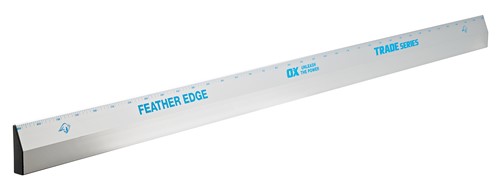 The OX trade feather edge giving the user a feather edge and straight edge.  The Feather edge is produced in high quality aluminium which has been Mill finished making it very light and manoeuvrable .  The OX feather edge comes with a printed scale for ruling.