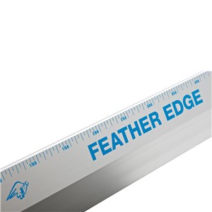 The OX trade feather edge giving the user a feather edge and straight edge.  The Feather edge is produced in high quality aluminium which has been Mill finished making it very light and manoeuvrable .  The OX feather edge comes with a printed scale for ruling.