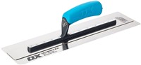 The Flat blade of the OX Finishing Hand Trowel is flexible to provide a perfect finish and is made using 0.3 mm ultra flexible good quality stainless steel blade.  The stainless steel blade of the OX Finishing Trowel is attached to a fully fastened shank, to provide superior balance and strength while working,  The twin blade system of the Finishing Trowel offers flexibility and makes it perfect for concrete smoothening.  The OX Plaster Trowel is engineered with an ergonomic handle, which reduces hand fatigue and gives a non-slip grip, hence adding both comfort and strength while working.