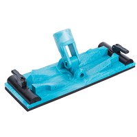 The OX Swivel Pole Sander is lightweight yet strong and is built to last. The easy to handle head sander is efficient and practical to use.  The Drywall OX Sander Head can be attached to any standard size wood or metal pole.  The OX Pole Sander comes with a pivoting head which is perfect for hard-to-reach areas across vertical joints and ceiling.  The head of the OX Pole Sander comes equipped with clamps, steel bolts and black foam pads.  The OX Pole Sander can work well with a sandpaper sheet size of 3-1/4” x 11”.