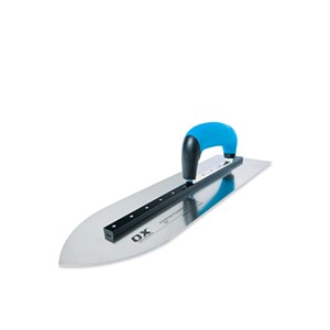 The OX Pointed Flooring Trowel comes with a dura-grip handle that provides extra comfort while using the tool. It also reduces the effort on the hands.  The OX Pro Pointed Flooring Trowel is made from quality and heat-treated steel. The steel core blade rivets for hold the blade, together with the shank and handle for unsurpassed strength.  The OX Pointed Flooring Trowel gives a sleek and professional finish while scraping, plastering, filling and patching applications to repair the damage on a particular surface. The OX Pointed Flooring Trowel has a robust construction that incorporates high build quality and sharpness.