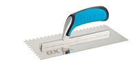 The blade of the Pro Notch Trowel is made using high-quality carbon steel for enhanced longevity and durability.  The steel blade of the Pro Notch Trowel is attached to the handle through a strong aluminum shank which prevents handle from warping and for comfort and a strong grip, the Pro Notch Trowel comes with a soft, dura grip handle.   The Pro Notch Trowel is designed perfectly to ease the spreading of adhesives and setting materials to various surfaces quickly.