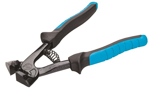 The heavy duty blades of the OX Tile Nippers can cut ceramic tiles with ease.  The 5/8inch biting surface of the OX Tile Nippers is tungsten carbide tipped that provide added strength while cutting the tiles and have contoured handles as well as a suction-grip ergonomic handle for enhanced comfort.  The 8 inch OX Tile Nippers have a 3/16 inch opening for a standard tile. A center spring between the handles return the jaws to an open position.  The offset jaws are straight for easy biting action when nipping away at tiles. A handle stop is positioned below the fulcrum, to protect both the carbide tip of the jaws and the user&#39;s fingers.