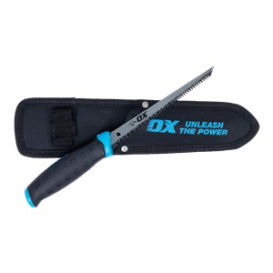 The OX trade jab saw comes supplied with a protective holster for safety when not in use.  The jab saw has a hardened and tempered steel blade to increase longevity of the product.  The non slip ergonomic handle gives extra stability when in use.  The saw is perfect for use on wood, plastic and drywall.  The jab saw has 8 tpi