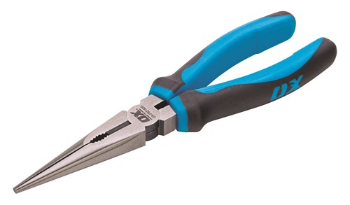 The OX Long Nose Pliers provide excellent control while cutting around edges. The unique long nose geometry of the plier makes it a great tool for reaching into small areas where cables or other materials have blocked or are unreachable and are ideal for getting into tight spots. They can also be used for bending, shaping or cutting wire. The pliers are also used by artisans, jewellery designers, electricians, network engineers and other tradesmen to bend, re-position and snip wire.  The long nose pliers are manufactured from hardened and tempered chrome vanadium steel which makes the plier more strong and hard which makes the plier long lasting and rust free.  The OX Long Nose Pliers are induction hardened and can sustain extreme pressure without losing their shape and precise formation.  The handles of the Long Nose Pliers are made of rubber. The non-slip rubber handles ensure comfort and ease of operation without losing grip on the tool.