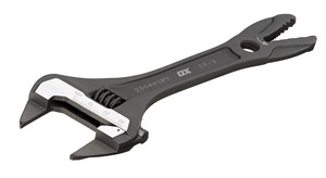 The Adjustable Wrench offers a wide measurement scale to ensure optimal configuration. It also has a fixed jaw at one end for nuts, bars, screws etc.  The size of this Wide Jaw Wrench is 200mm and works well in diverse conditions with ease.  The thin spanner head of the Adjustable Wrench offers flexibility and accessibility in the most confined spaces as it can be pre-adjusted.