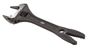 The Adjustable Wrench offers a wide measurement scale to ensure optimal configuration. It also has a fixed jaw at one end for nuts, bars, screws etc.  The size of this Wide Jaw Wrench is 200mm and works well in diverse conditions with ease.  The thin spanner head of the Adjustable Wrench offers flexibility and accessibility in the most confined spaces as it can be pre-adjusted.