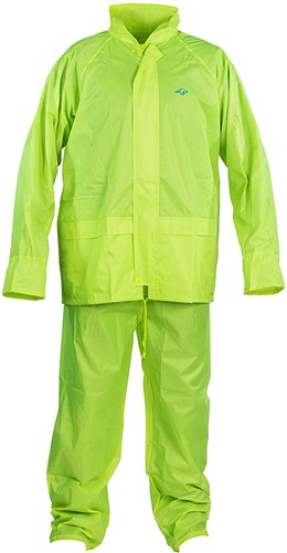 The OX rain suit is made from durable PVC,  the jacket and trousers will provide waterproof protection.  The jacket has zip front, elasticated inner cuffs and concealed hood.