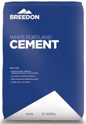 The Breedon cement in this bag is a beautiful and consistent white. It has been specifically chosen for its characteristics to produce a white or lighter coloured concrete, mortar and render with or without pigments.