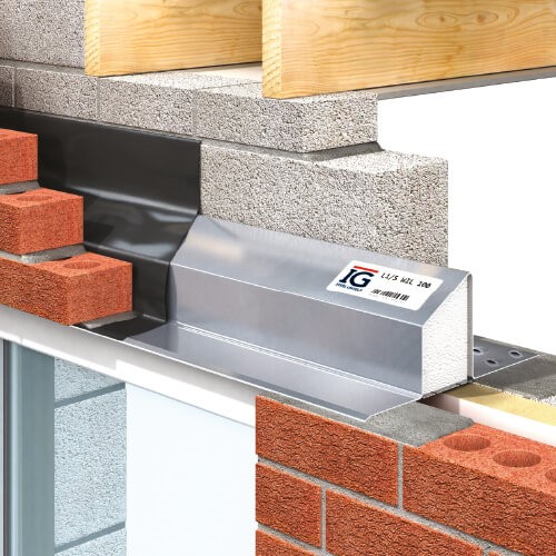 IG L1S150 standard steel lintels used typically in cavity walls with a 150mm-165mm cavity and 100mm brick/blockwork on the inner and outer leafs.