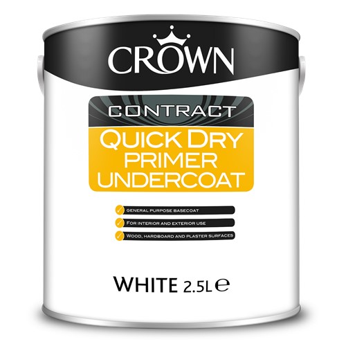 Crown Contract Quick Dry Primer Undercoat is a time saving water based primer and undercoat in one.
