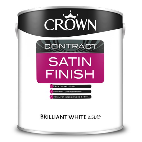 Crown Contract Satin is self-undercoating and durable, with a modern mid sheen finish.