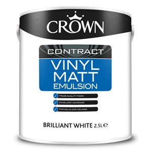 Crown Contract Vinyl Matt is a smooth trade quality emulsion with excellent coverage providing a flat modern non-reflective look.