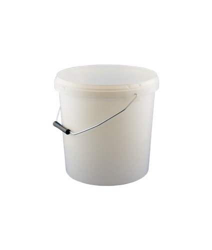 10 litre bucket used for mixing and cleaning, not affected by acetone, dried resin/topcoat is easily removed and bucket can be re-used.