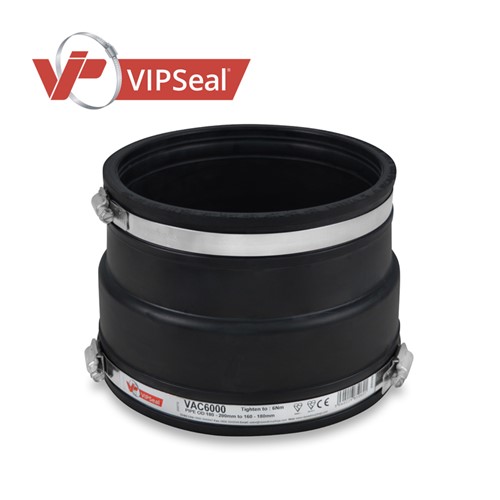 VAR Adaptor Couplings

VIPSeal&#174; VAR adaptor couplings incorporate an extra wide tension band at one end to allow a secure connection from clay pipe to structured, twin wall or ribbed plastic pipe.

Adaptor coupling applications:

Connect pipes with a significantly different outside diameter
Connect lateral to unadopted sewers
Connect pipes to prefabricated structures: manholes, inspection chambers, septic tanks
Connect clay pipes to structured, twin wall, and ribbed plastic pipes