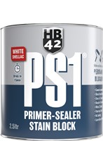 HB42 PS1 Primer-Sealer Stain Block, made from shellac for high performance permanent stain blocking.

Suitable for interior surfaces and to spot exterior surfaces. Providing a rapid matt finish that covers stains in one coat! Ideal for use on all interior woodwork, plaster, glossy and hard to paint surfaces such as tiles, varnish, or gloss paints. Block odours including mould, smoke and nicotine.