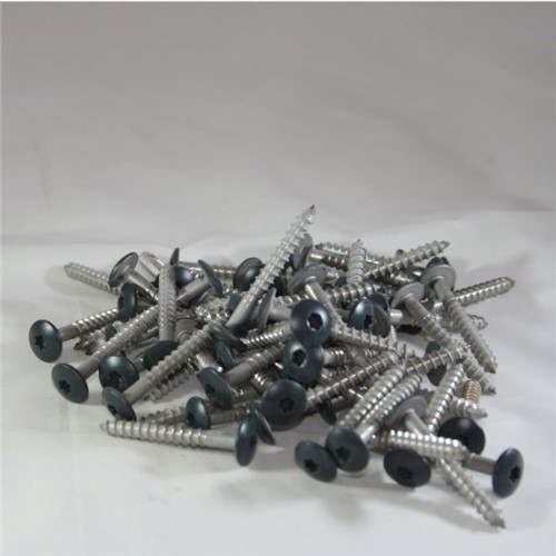 Hardie Coloured screws are purpose-made fixings with coloured screw heads to match HardiePanel cladding.  They are manufactured from A2 stainless steel in size 4.8 x 38mm diameter.