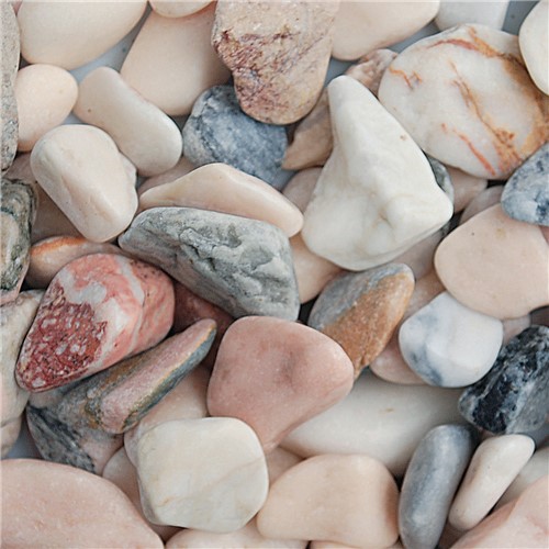 Flamingo Pebbles are mostly rounded pebbles, which are a beautiful mix of pastel pink, cream, and grey.
This 20-50mm sized pebble is ideal for rockeries and borders.