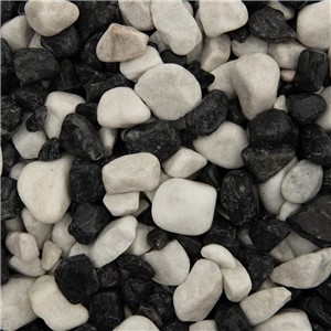 Zebra Pebbles are rounded basalt and dolomite materials with a contrasting mix contrasting mix black and white tones. Available in 20- 40mm they are suitable for most domestic applications such as borders, flowerbeds, rockeries, water features, and ponds. Zebra Pebbles are a premium product and are supplied washed.