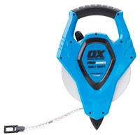 The OX Pro Fibreglass Open Reel Tape 50m/165 is a long-reach measuring tape in a durable open-frame design. The fibreglass tape is suited to site work and the 50m (165ft) length covers larger set-outs and distances. Clear graduations support reliable readings, and the open reel makes winding and cleaning straightforward for repeat use.