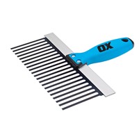 The OX Pro Dry Wall Scarifier 250mm / 10" is a professional tool designed for scoring, texturing, and keying plasterboard surfaces. Built with a robust steel blade and fitted with a comfortable DURAGRIP handle, it allows for easy handling and reduced fatigue on site. The sharp teeth ensure effective scratching of plaster surfaces, helping create a strong bond for subsequent coats. Ideal for plasterers and tradespeople who require reliable, long-lasting performance.