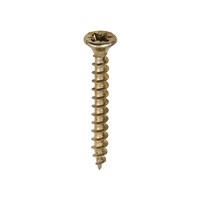 A single thread woodscrew mainly used in various types of timber and man-made boards or into masonry with the use of a plastic plug.

• Double countersunk reduces the likelihood of head shear and assists completion of countersinking
• Wax lubricated to enhance screw insertion time, extra driving torque and resistance to corrosion
• 40° deep single thread to provide a secure fixing with high pull-out resistance
• 25° sharp point and single lead for a fast start and improved thread acceptance
• All sizes up to and including 75mm are fully threaded and lengths 80mm and above all have 70mm thread length