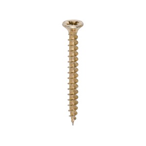 A single thread woodscrew mainly used in various types of timber and man-made boards or into masonry with the use of a plastic plug.

• Double countersunk reduces the likelihood of head shear and assists completion of countersinking
• Wax lubricated to enhance screw insertion time, extra driving torque and resistance to corrosion
• 40&#176; deep single thread to provide a secure fixing with high pull-out resistance
• 25&#176; sharp point and single lead for a fast start and improved thread acceptance
• All sizes up to and including 75mm are fully threaded and lengths 80mm and above all have 70mm thread length