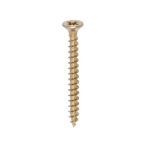 A single thread woodscrew mainly used in various types of timber and man-made boards or into masonry with the use of a plastic plug.

• Double countersunk reduces the likelihood of head shear and assists completion of countersinking
• Wax lubricated to enhance screw insertion time, extra driving torque and resistance to corrosion
• 40&#176; deep single thread to provide a secure fixing with high pull-out resistance
• 25&#176; sharp point and single lead for a fast start and improved thread acceptance
• All sizes up to and including 75mm are fully threaded and lengths 80mm and above all have 70mm thread length