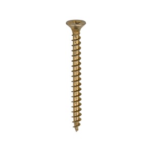 A single thread woodscrew mainly used in various types of timber and man-made boards or into masonry with the use of a plastic plug.

• Double countersunk reduces the likelihood of head shear and assists completion of countersinking
• Wax lubricated to enhance screw insertion time, extra driving torque and resistance to corrosion
• 40&#176; deep single thread to provide a secure fixing with high pull-out resistance
• 25&#176; sharp point and single lead for a fast start and improved thread acceptance
• All sizes up to and including 75mm are fully threaded and lengths 80mm and above all have 70mm thread length