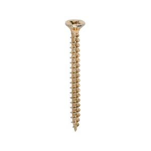 A single thread woodscrew mainly used in various types of timber and man-made boards or into masonry with the use of a plastic plug.

• Double countersunk reduces the likelihood of head shear and assists completion of countersinking
• Wax lubricated to enhance screw insertion time, extra driving torque and resistance to corrosion
• 40&#176; deep single thread to provide a secure fixing with high pull-out resistance
• 25&#176; sharp point and single lead for a fast start and improved thread acceptance
• All sizes up to and including 75mm are fully threaded and lengths 80mm and above all have 70mm thread length