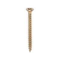 A single thread woodscrew mainly used in various types of timber and man-made boards or into masonry with the use of a plastic plug.

• Double countersunk reduces the likelihood of head shear and assists completion of countersinking
• Wax lubricated to enhance screw insertion time, extra driving torque and resistance to corrosion
• 40° deep single thread to provide a secure fixing with high pull-out resistance
• 25° sharp point and single lead for a fast start and improved thread acceptance
• All sizes up to and including 75mm are fully threaded and lengths 80mm and above all have 70mm thread length