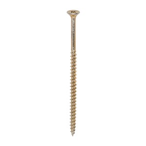 A single thread woodscrew mainly used in various types of timber and man-made boards or into masonry with the use of a plastic plug.

• Double countersunk reduces the likelihood of head shear and assists completion of countersinking
• Wax lubricated to enhance screw insertion time, extra driving torque and resistance to corrosion
• 40&#176; deep single thread to provide a secure fixing with high pull-out resistance
• 25&#176; sharp point and single lead for a fast start and improved thread acceptance
• All sizes up to and including 75mm are fully threaded and lengths 80mm and above all have 70mm thread length