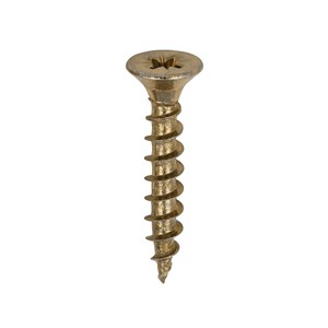 A single thread woodscrew mainly used in various types of timber and man-made boards or into masonry with the use of a plastic plug.

• Double countersunk reduces the likelihood of head shear and assists completion of countersinking
• Wax lubricated to enhance screw insertion time, extra driving torque and resistance to corrosion
• 40&#176; deep single thread to provide a secure fixing with high pull-out resistance
• 25&#176; sharp point and single lead for a fast start and improved thread acceptance
• All sizes up to and including 75mm are fully threaded and lengths 80mm and above all have 70mm thread length