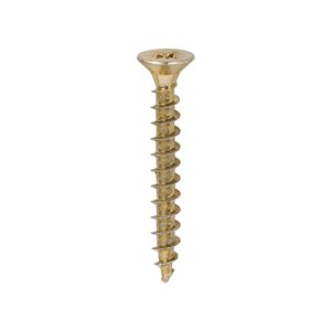 A single thread woodscrew mainly used in various types of timber and man-made boards or into masonry with the use of a plastic plug.

• Double countersunk reduces the likelihood of head shear and assists completion of countersinking
• Wax lubricated to enhance screw insertion time, extra driving torque and resistance to corrosion
• 40&#176; deep single thread to provide a secure fixing with high pull-out resistance
• 25&#176; sharp point and single lead for a fast start and improved thread acceptance
• All sizes up to and including 75mm are fully threaded and lengths 80mm and above all have 70mm thread length