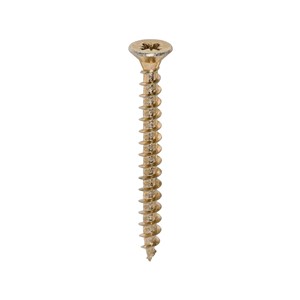 A single thread woodscrew mainly used in various types of timber and man-made boards or into masonry with the use of a plastic plug.

• Double countersunk reduces the likelihood of head shear and assists completion of countersinking
• Wax lubricated to enhance screw insertion time, extra driving torque and resistance to corrosion
• 40&#176; deep single thread to provide a secure fixing with high pull-out resistance
• 25&#176; sharp point and single lead for a fast start and improved thread acceptance
• All sizes up to and including 75mm are fully threaded and lengths 80mm and above all have 70mm thread length