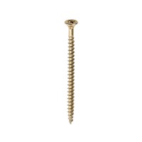 A single thread woodscrew mainly used in various types of timber and man-made boards or into masonry with the use of a plastic plug.

• Double countersunk reduces the likelihood of head shear and assists completion of countersinking
• Wax lubricated to enhance screw insertion time, extra driving torque and resistance to corrosion
• 40° deep single thread to provide a secure fixing with high pull-out resistance
• 25° sharp point and single lead for a fast start and improved thread acceptance
• All sizes up to and including 75mm are fully threaded and lengths 80mm and above all have 70mm thread length