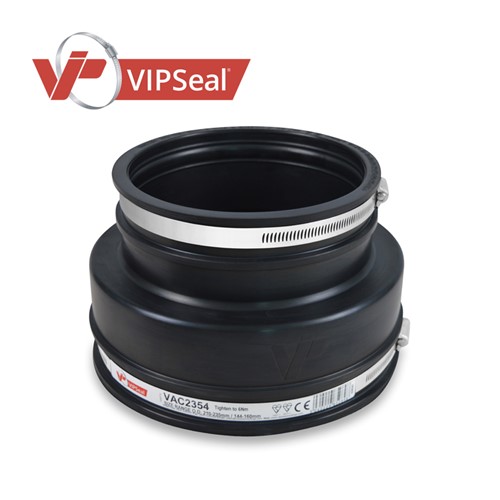 VAR Adaptor Couplings

VIPSeal&#174; VAR adaptor couplings incorporate an extra wide tension band at one end to allow a secure connection from clay pipe to structured, twin wall or ribbed plastic pipe.

Adaptor coupling applications:

Connect pipes with a significantly different outside diameter
Connect lateral to unadopted sewers
Connect pipes to prefabricated structures: manholes, inspection chambers, septic tanks
Connect clay pipes to structured, twin wall, and ribbed plastic pipes