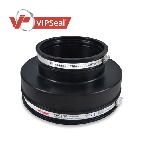 VAR Adaptor Couplings

VIPSeal&#174; VAR adaptor couplings incorporate an extra wide tension band at one end to allow a secure connection from clay pipe to structured, twin wall or ribbed plastic pipe.

Adaptor coupling applications:

Connect pipes with a significantly different outside diameter
Connect lateral to unadopted sewers
Connect pipes to prefabricated structures: manholes, inspection chambers, septic tanks
Connect clay pipes to structured, twin wall, and ribbed plastic pipes